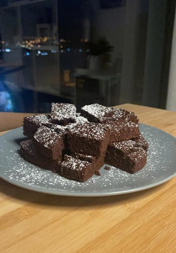 plate of delicious gluten free chocolate brownies