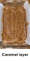 Caramel layer added on top of the vegan no bake chocolate caramel bars